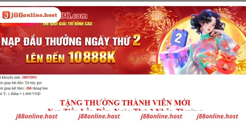 khuyến mại J88 tặng 50k cho người chơi mới tham gia